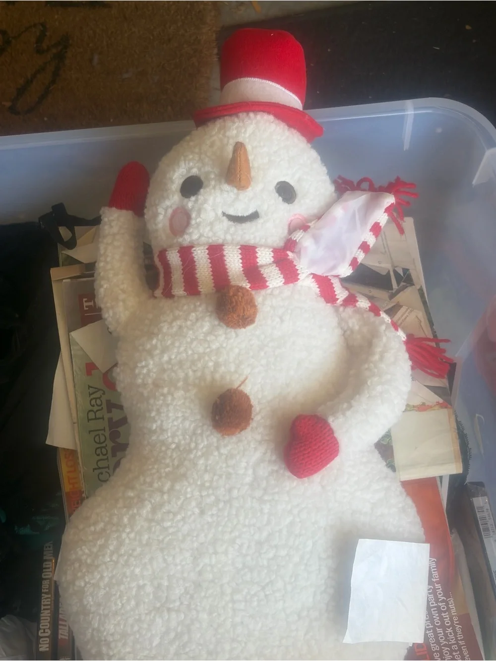 Wondershop White Snowman Decorative Pillow with Red Accents